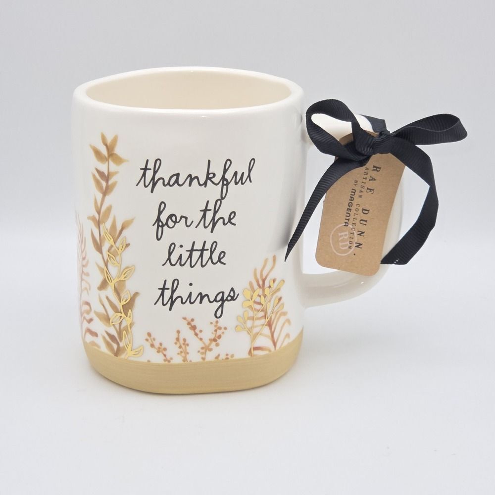 Rae Dunn Thankful for the Little Things Mug 16oz Fall Thanksgiving Kitchen Decor